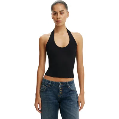 Cotton On Rib Scoop Halter In Black