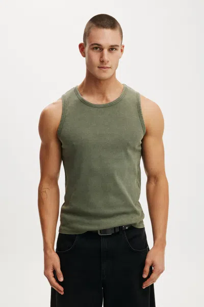 Cotton On Rib Tank In Military Wash