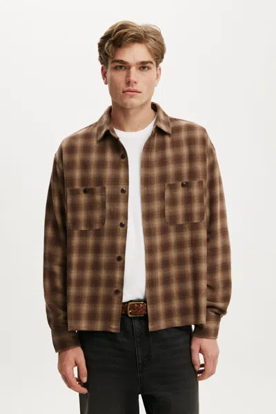 Cotton On Richmond Long Sleeve Shirt In Brown