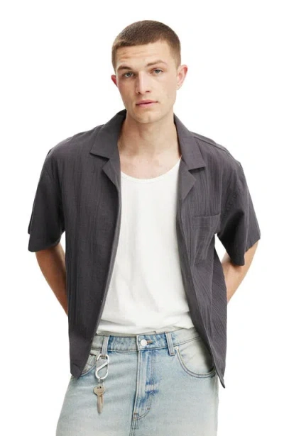 Cotton On Riviera Box Fit Short Sleeve Shirt In Faded Slate