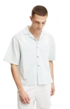 Cotton On Riviera Box Fit Short Sleeve Shirt In Sky Blue