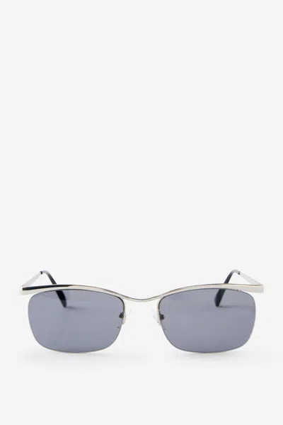 Cotton On Romy Rimless Metal Shield Sunglasses In Silver/black