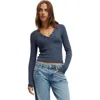 Cotton On Ryan Henley Long Sleeve In Blue