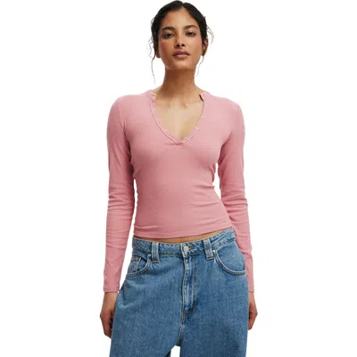 Cotton On Ryan Henley Long Sleeve In Pink