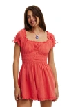Cotton On Sadie Button Through Playsuit In Coral Crush