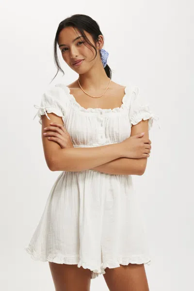 Cotton On Sadie Button Through Playsuit In White