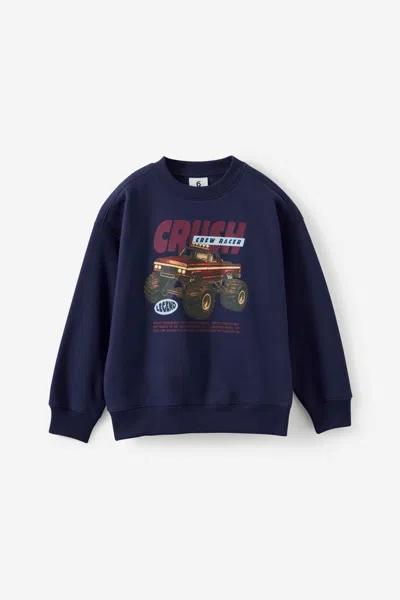 Cotton On Kids' Sammy Oversize Crew Sweatshirt In Blue