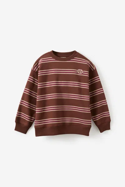 Cotton On Kids' Sammy Oversize Crew Sweatshirt In Brown