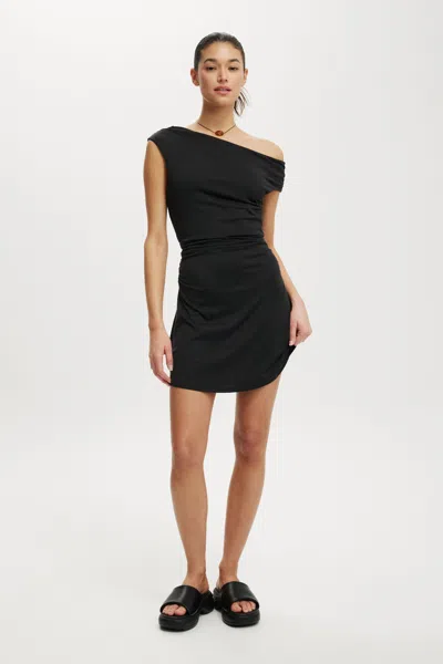 Cotton On Sandy Asymmetric Mini Dress In Black