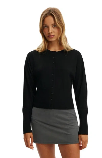 Cotton On Sara Button Cardigan In Black