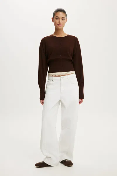 Cotton On Sara Button Cardigan In Brown