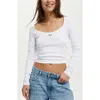 Cotton On Sarah Rosette Square Neck Long Sleeve In White