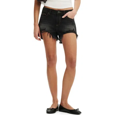 Cotton On Saturday Low Rise Denim Cutoff Shorts In Black
