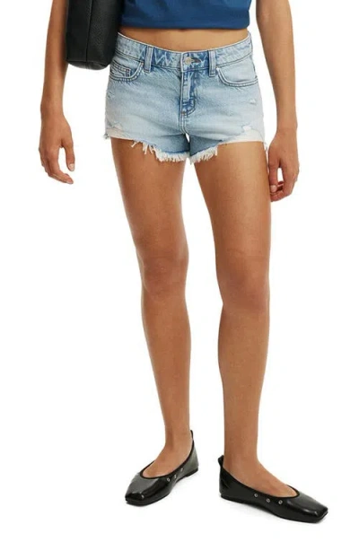 Cotton On Saturday Low Rise Denim Cutoff Shorts In Blue
