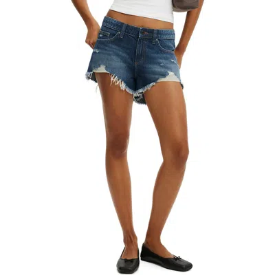 Cotton On Saturday Low Rise Denim Cutoff Shorts In Blue