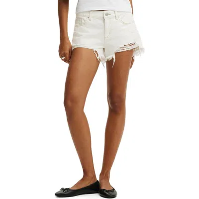 Cotton On Saturday Low Rise Denim Cutoff Shorts In White