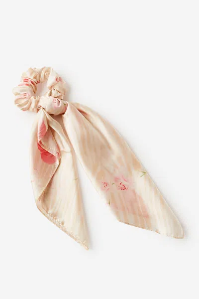 Cotton On Scarf Bow Scrunchie In Zebra/pink Hibiscus