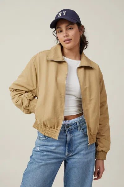 Cotton On Scout Collared Bomber Jacket In Brown