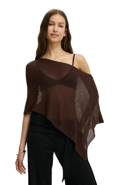 Cotton On Sheer Knit Poncho In Brown