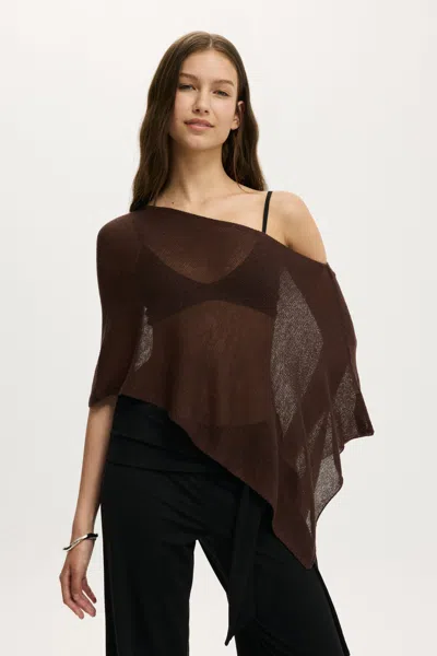 Cotton On Sheer Knit Poncho In Dark Oak