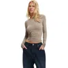 Cotton On Sheer Layer Crew Long Sleeve In Brown