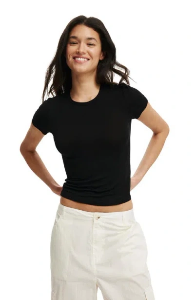 Cotton On Sheer Layer Crew Short Sleeve In Black
