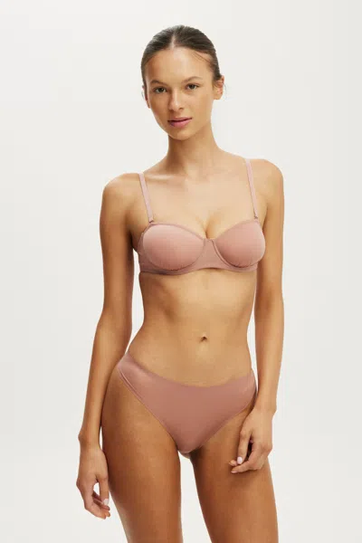 Cotton On Sheer Strapless Balconette Bra In Sun Clay