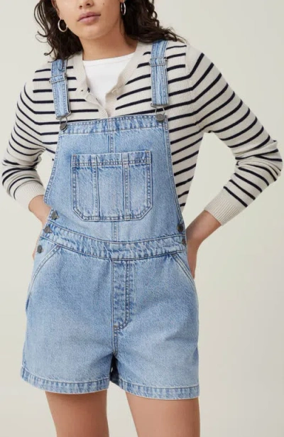 Cotton On Short Denim Overall In Breeze Blue