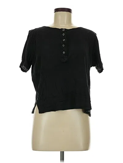 Pre-owned Cotton On Short Sleeve Henley Shirt In Black