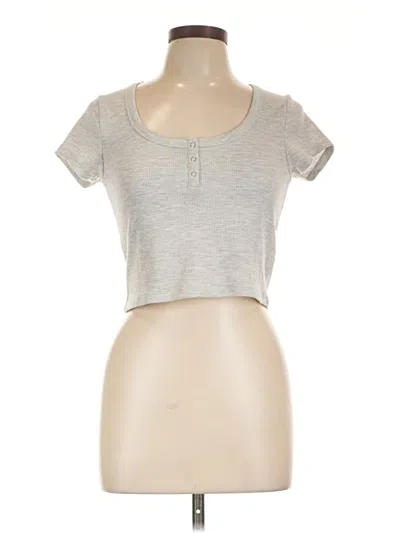 Pre-owned Cotton On Short Sleeve Henley Shirt In Gray