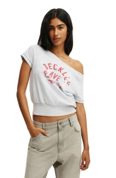 Cotton On Short Sleeve Off Shoulder Sweatshirt In White