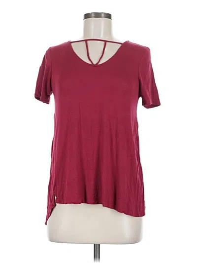 Pre-owned Cotton On Short Sleeve Top Burgundy Keyhole Neckline Tops