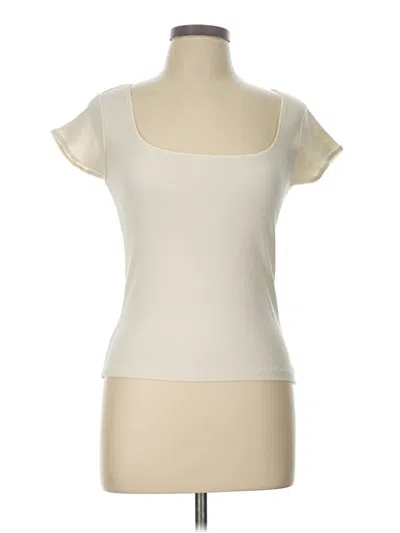 Pre-owned Cotton On Short Sleeve Top Ivory Scoop Neck Tops In White