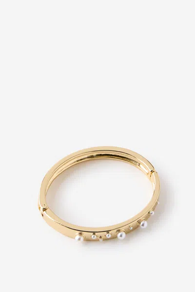 Cotton On Single Bangle In Up Gold Pearl Hinge Cuff