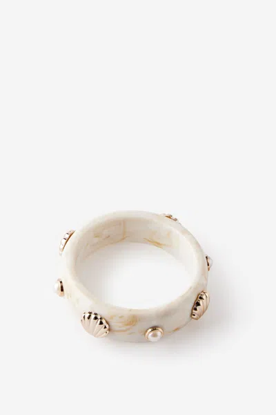Cotton On Single Bracelet In Cream Marble/sea Charms