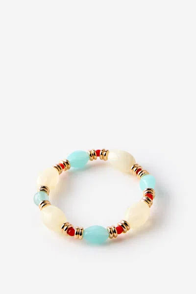 Cotton On Single Bracelet In Up Gold Blue Ecru Bead
