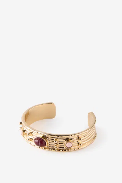 Cotton On Single Bracelet In Up Gold Pink Plum Multi Stone Cuff