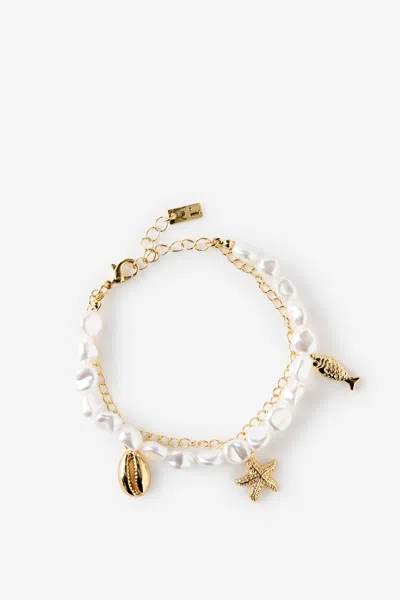 Cotton On Single Bracelet In Up Gold Shell Pearls Starfish