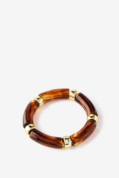 Cotton On Single Bracelet In Up Gold Stretch Amber Beads
