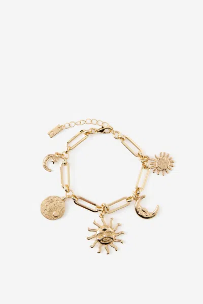Cotton On Single Bracelet In Up Gold Sun Multi Charm