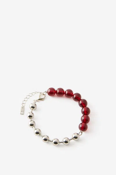 Cotton On Single Bracelet In Up Silver Burgundy Bead