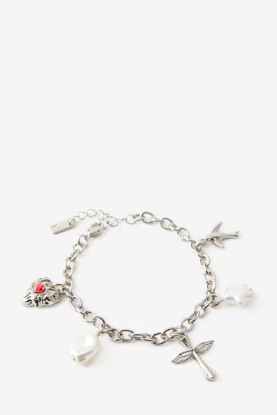 Cotton On Single Bracelet In Up Silver Y2k Multi Charm Cross