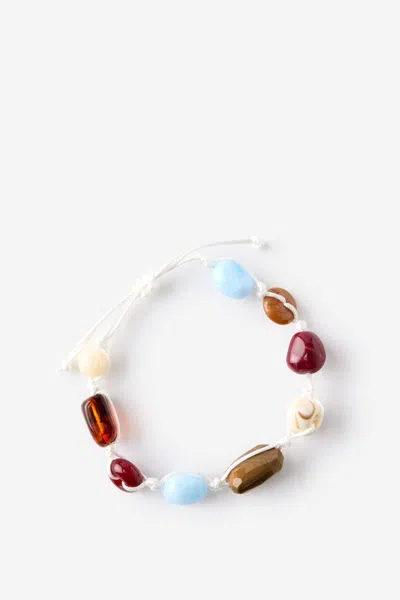 Cotton On Single Bracelet In White Cord Multi Amber Bead