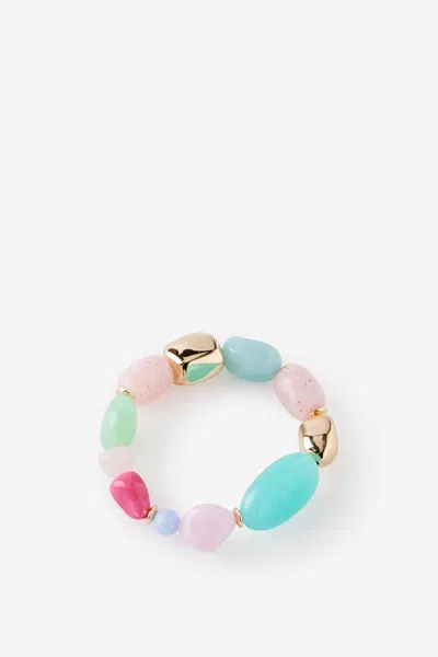 Cotton On Single Bracelet In White Gardenia Multi Pastel Bead