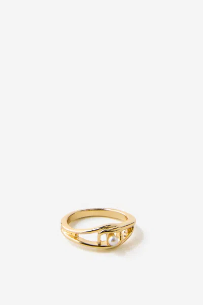 Cotton On Single Ring In Up Gold Pearl Knot