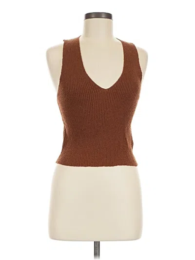 Pre-owned Cotton On Sleeveless Top Brown Halter Neckline Tops
