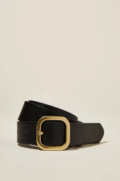 Cotton On Slim Dad Belt In Black/antique Gold