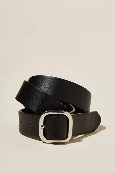 Cotton On Slim Dad Belt In Black/silver