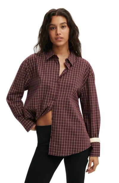 Cotton On Sloane Oversized Shirt In Burgundy