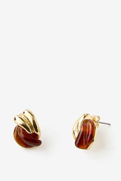 Cotton On Small Charm Earring In Up Gold Amber Twist